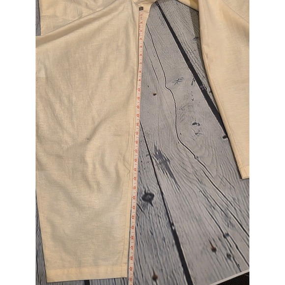 Light Butter Yellow Linen High Rise Trouser Pants Barrel Leg Sz XS - Picture 7 of 8